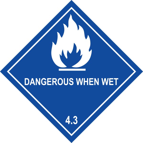 DG Diamond - Class 4.3 Dangerous When Wet (UN) - pH7 - Neutralising Hazards