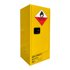 pH7 yellow class 4 dangerous goods storage cabinet 60L capacity
