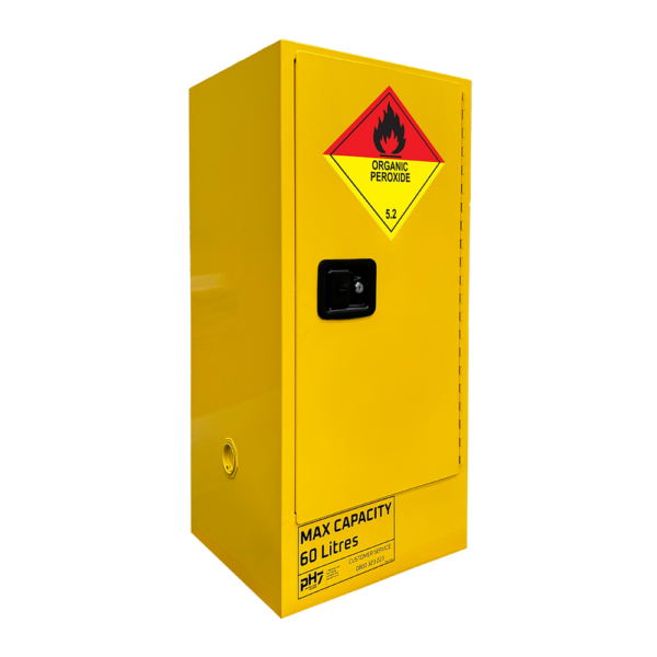 pH7 yellow class 5.2 organic peroxides storage cabinet 60L capacity