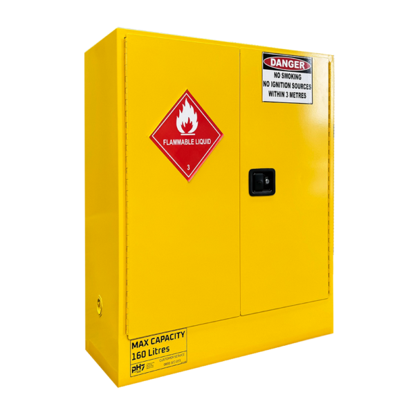pH7 yellow class 3 flammable liquid storage cabinet 160L capacity