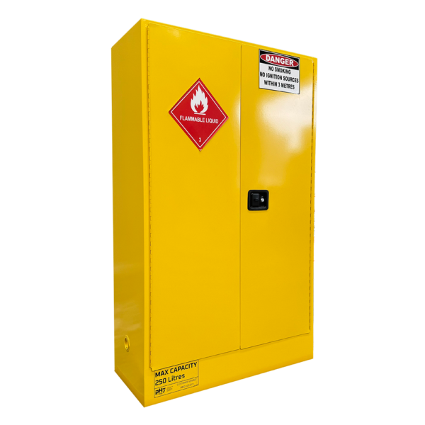 pH7 yellow class 3 flammable liquid storage cabinet 250L capacity
