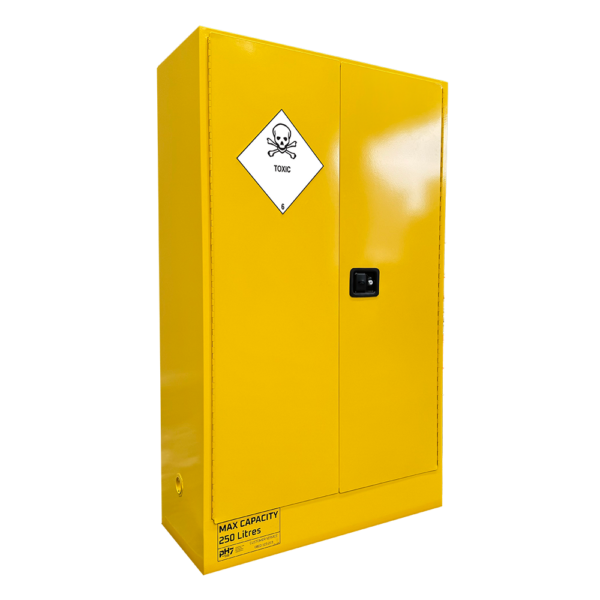 pH7 yellow class 6 toxic substances storage cabinet 250L capacity