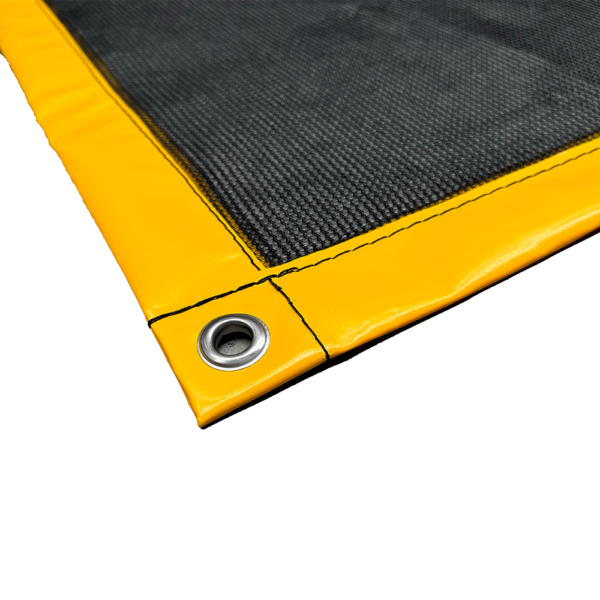 close up of black and yellow filter pad that can absorb oil