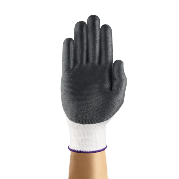 Palm view of the HyFlex 11-724 glove displaying black textured coating for enhanced grip control.