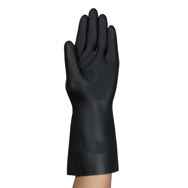 Palm side of AlphaTec 29-500 glove showing textured surface for secure grip in wet or oily environments