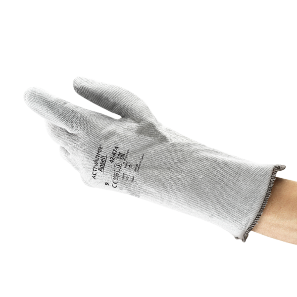 Angled view of Ansell ActivArmr 42-474 glove highlighting textured surface and branding