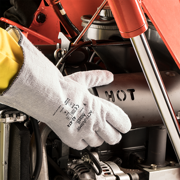 Ansell ActivArmr 42-474 glove used for handling hot equipment in industrial setting