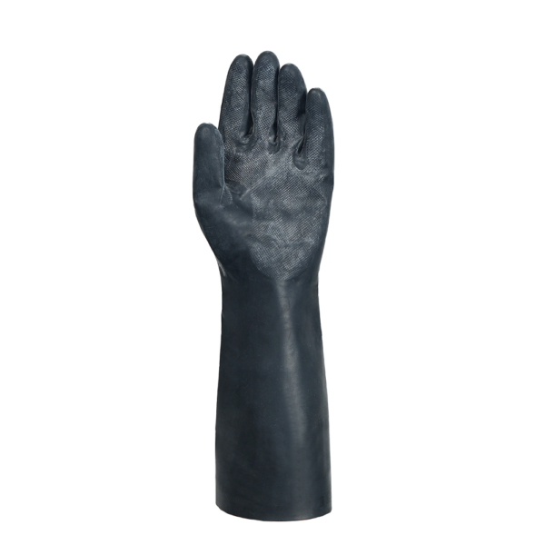 Front view of Ansell AlphaTec 53-003 chemical resistant glove with textured palm