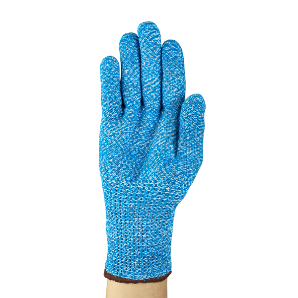 Palm view of Ansell AlphaTec AN74500 glove displaying textured grip and ergonomic fit on hand
