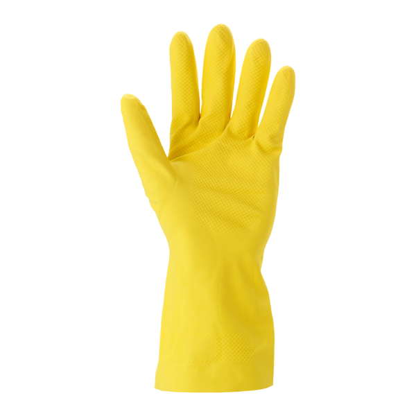 AlphaTec 87-190 latex glove palm side showing textured grip for secure handling in wet environments