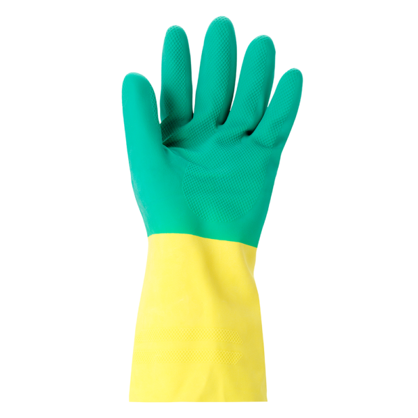 Close-up of AlphaTec 87-900 glove palm side showing textured grip area for improved handling in wet and dry conditions