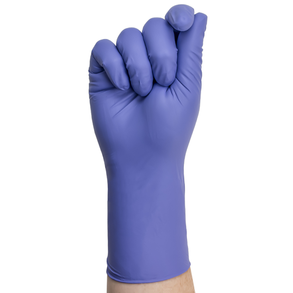 Front-facing view of Microflex 93-853 glove showing full hand coverage and flexible nitrile fit