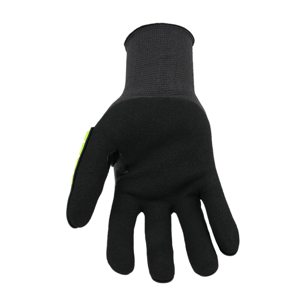 Palm-side view of Ansell R-840 impact-resistant glove showing textured grip and knit cuff