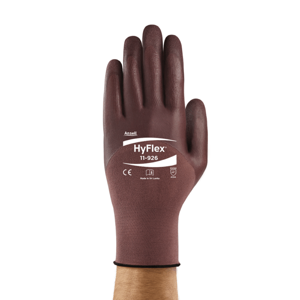 Back view of Ansell HyFlex 11-926 glove showing logo and markings