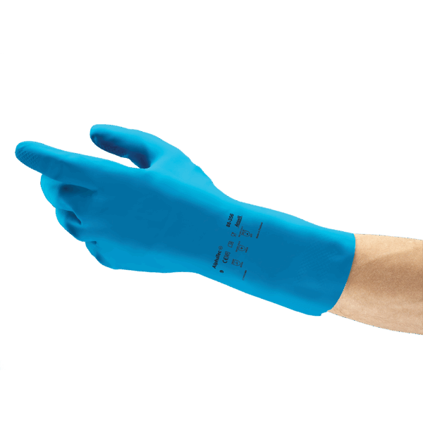 AlphaTec 88-356 durable latex glove providing chemical protection and high grip performance