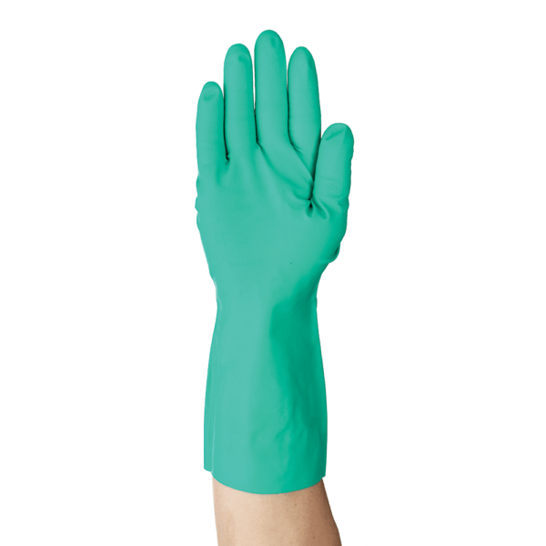 Ansell AlphaTec Solvex 37-145 glove palm side – textured nitrile surface for improved grip and chemical resistance.
