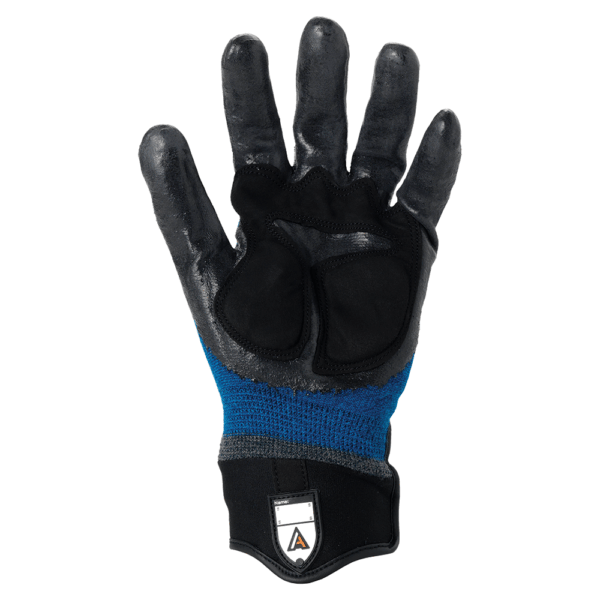 Ansell ActivArmr AN97003 glove palm side – black nitrile coating with padded grip zones for enhanced comfort and abrasion protection.