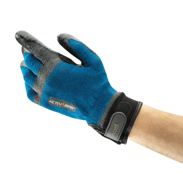 Ansell ActivArmr AN97003 glove in use – flexible work glove providing comfort, grip, and protection for industrial applications.